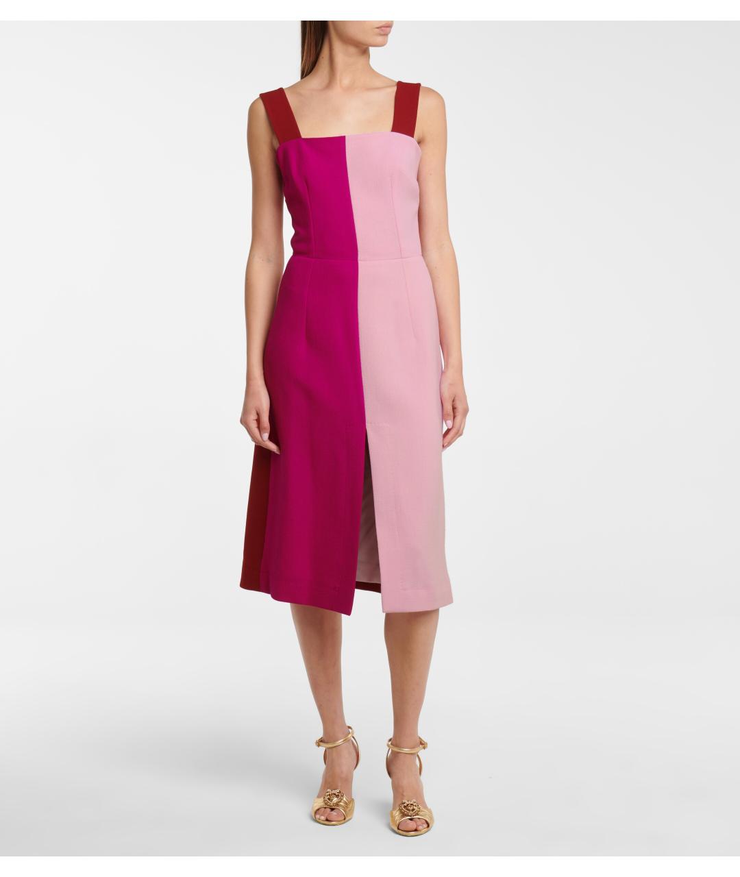 DOLCE&GABBANA Розовое шерстяное коктейльное платье, фото 4
