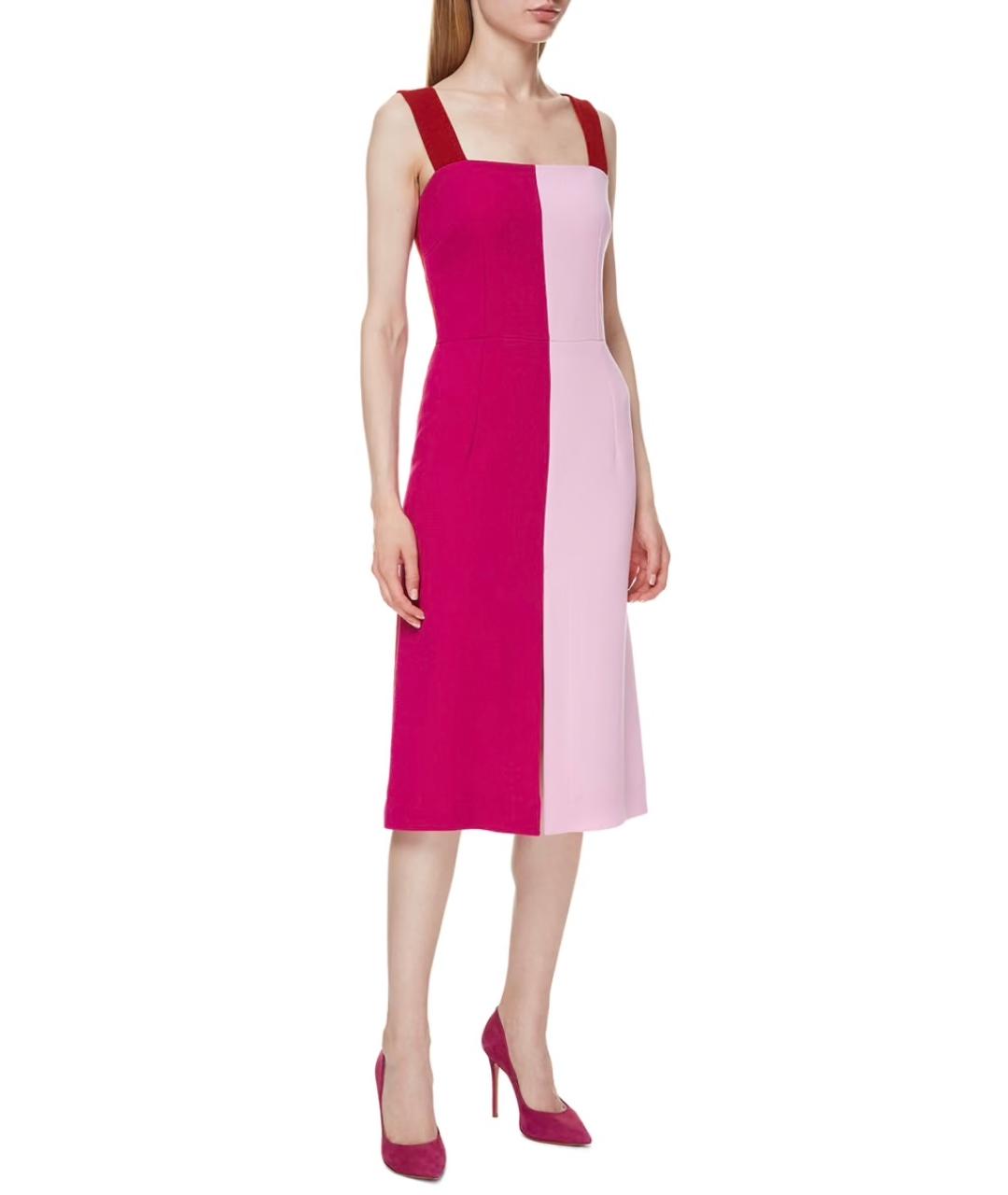 DOLCE&GABBANA Розовое шерстяное коктейльное платье, фото 2