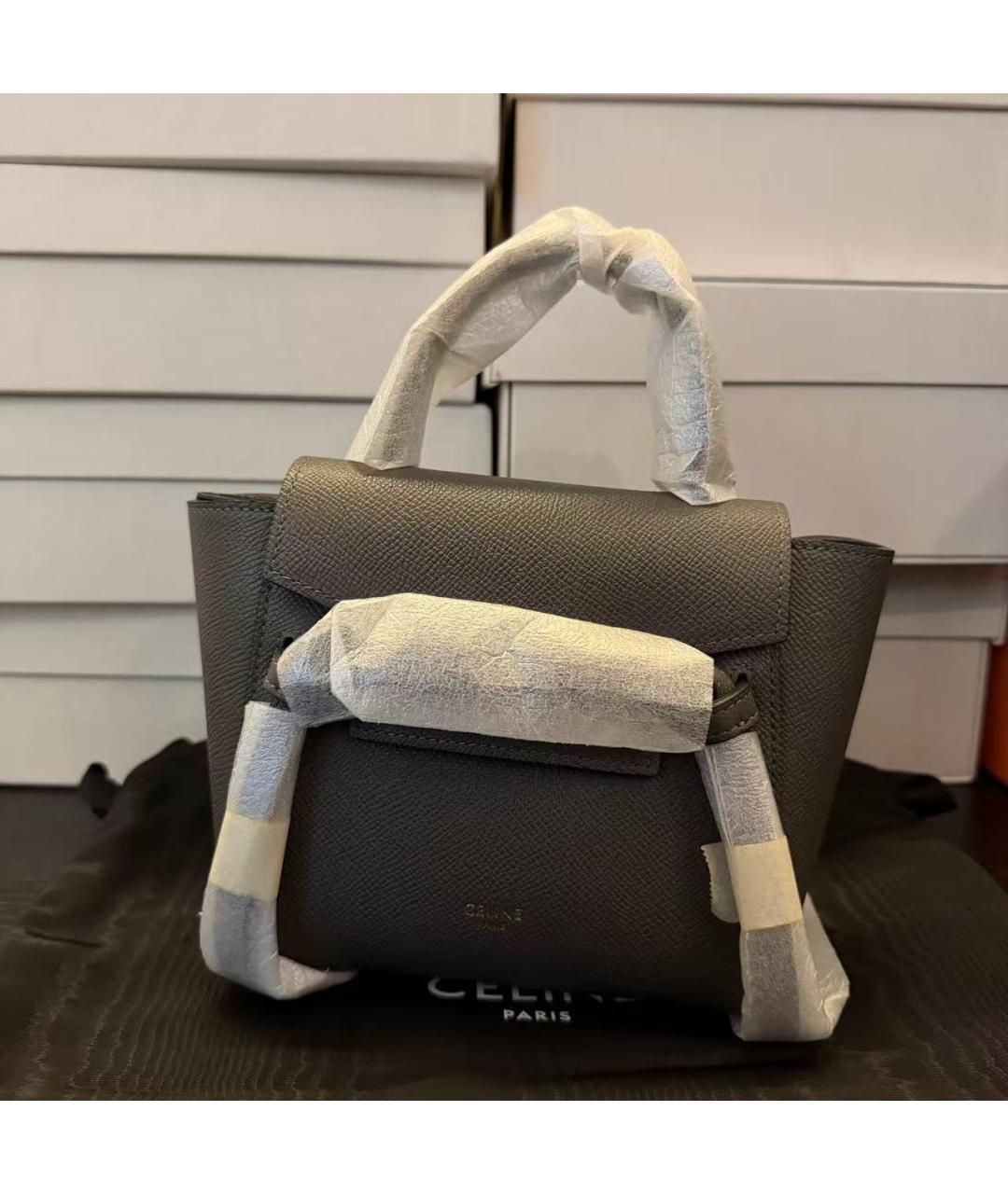 CELINE Серая кожаная сумка через плечо, фото 2