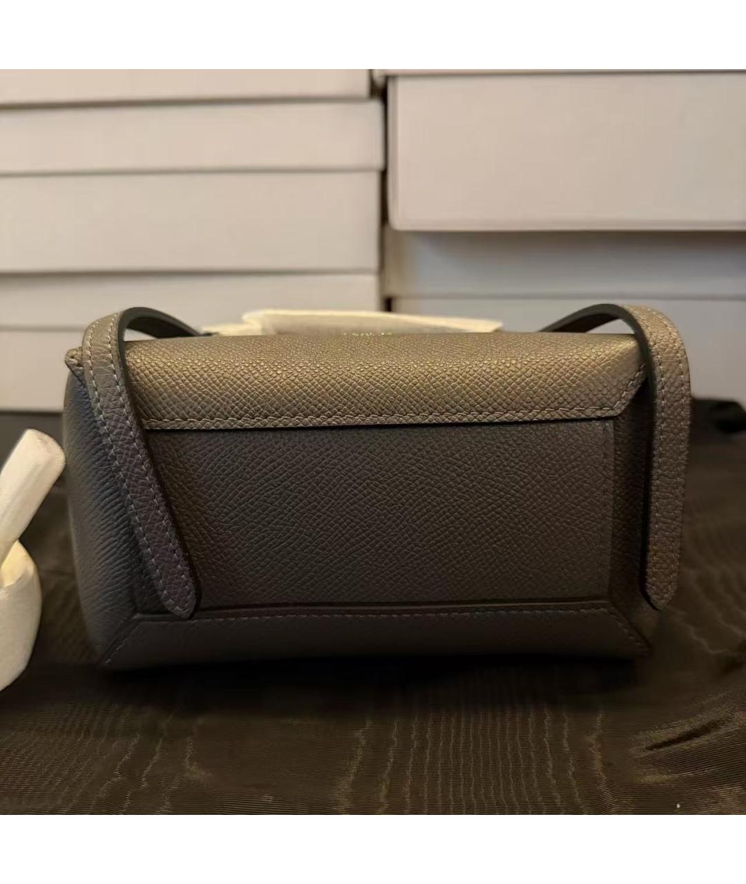 CELINE Серая кожаная сумка через плечо, фото 5