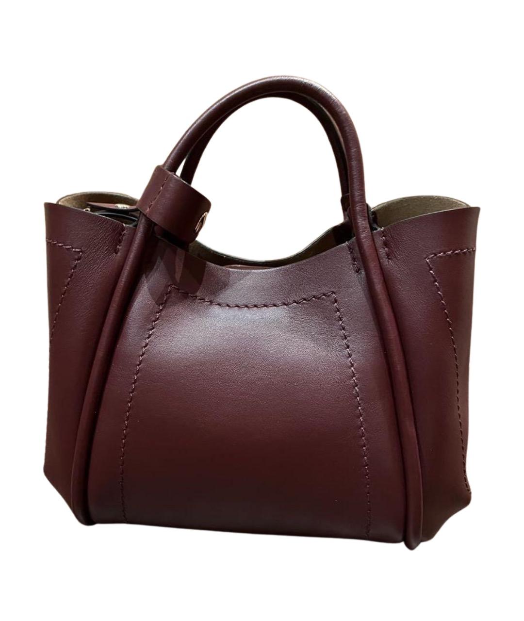 MAX MARA Бордовая кожаная сумка с короткими ручками, фото 1