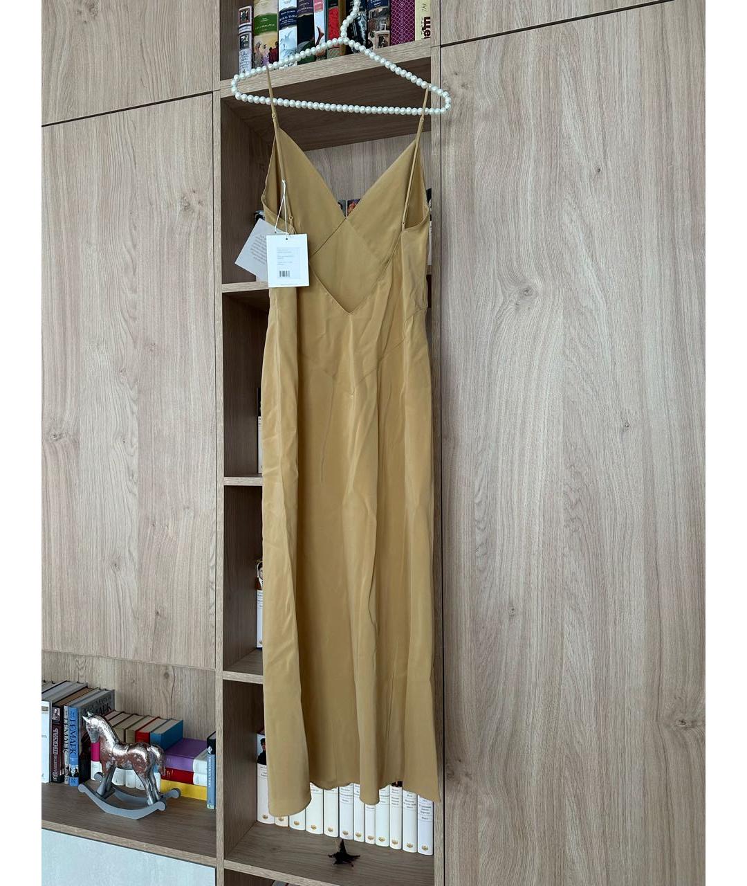 OLIVIA VON HALLE Горчичное шелковое коктейльное платье, фото 2