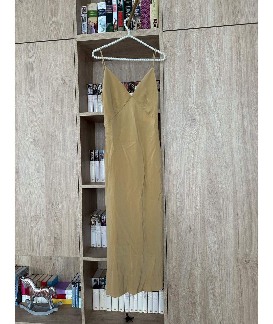 OLIVIA VON HALLE Горчичное шелковое коктейльное платье, фото 8