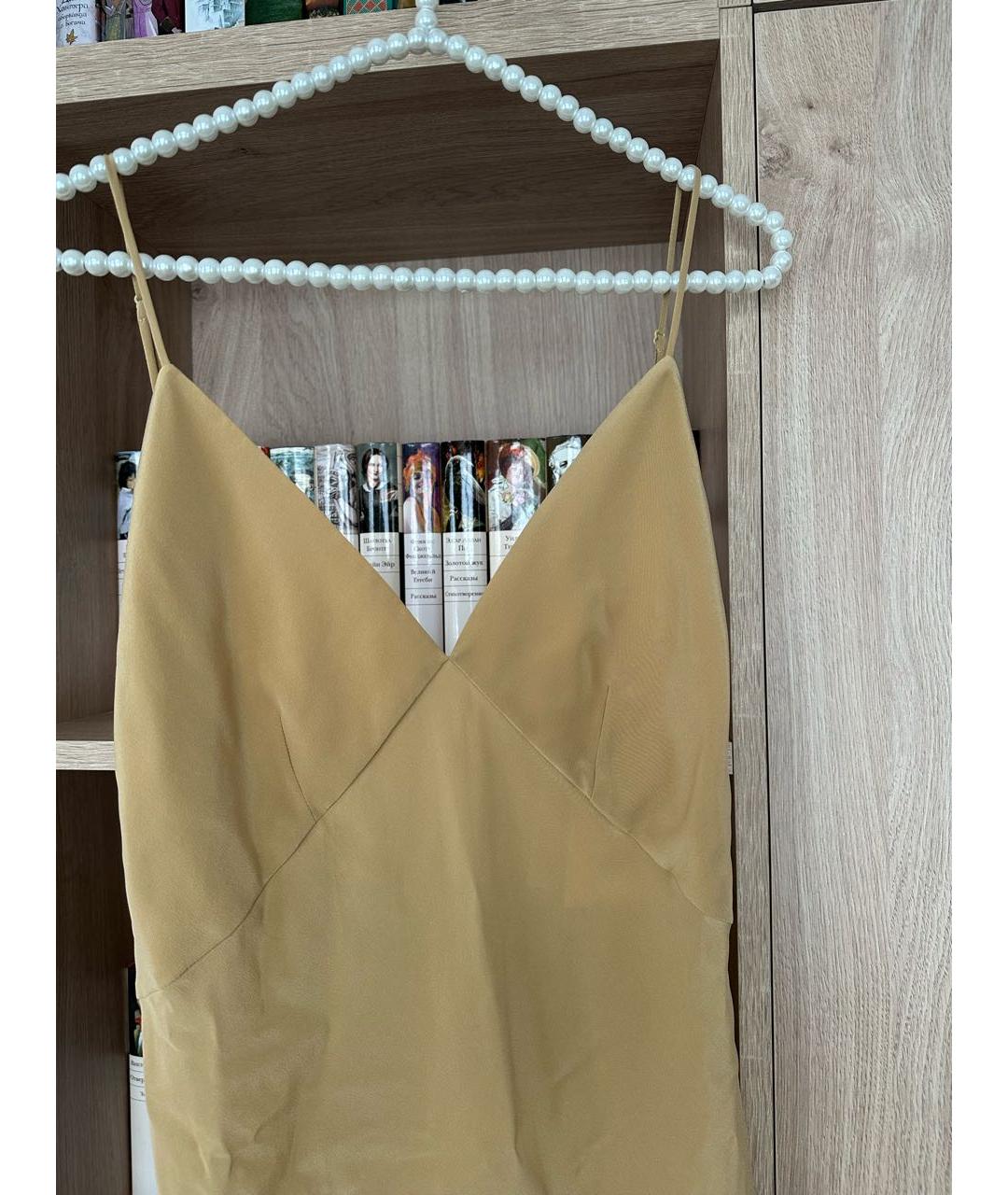 OLIVIA VON HALLE Горчичное шелковое коктейльное платье, фото 3