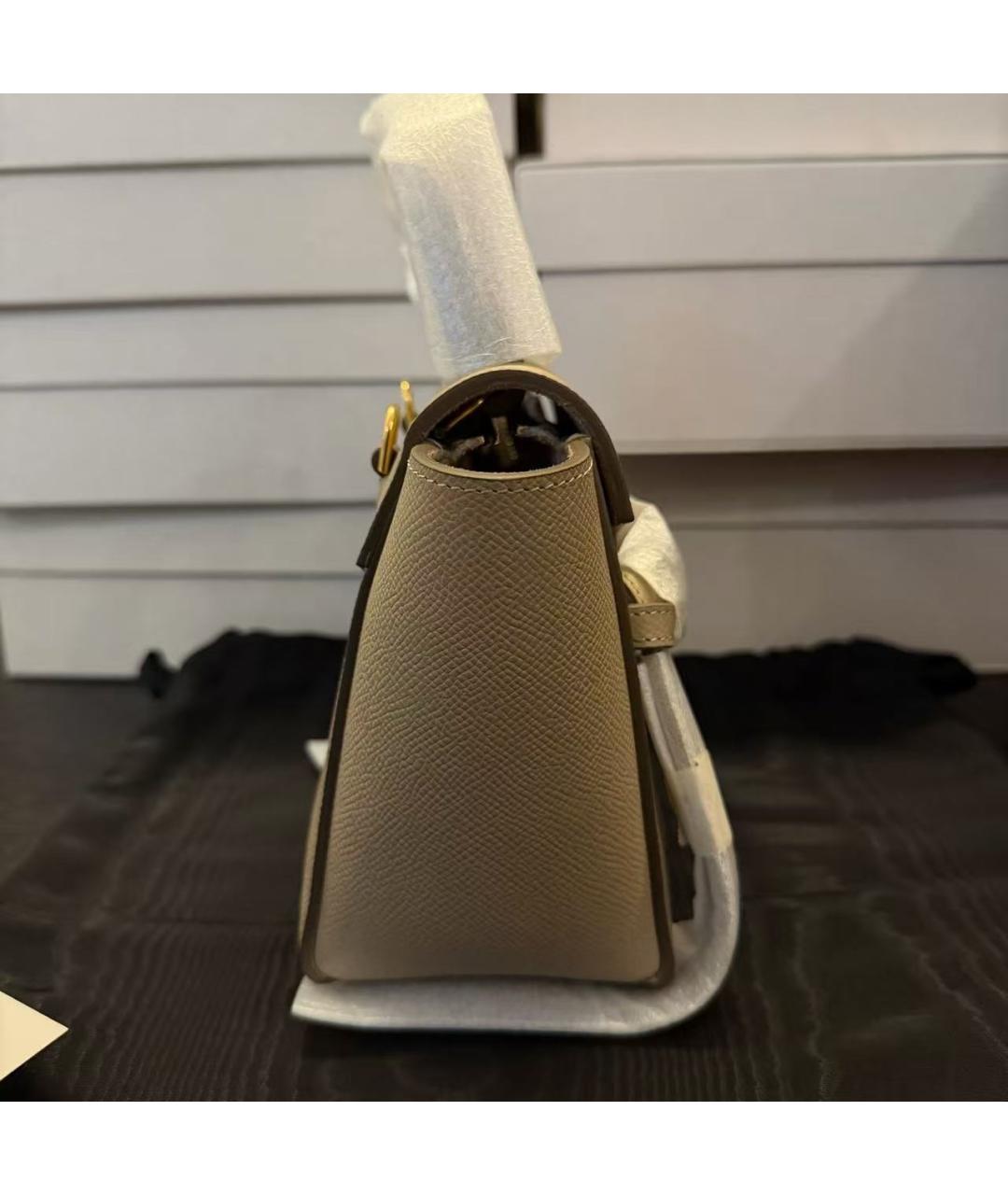 CELINE Бежевая кожаная сумка через плечо, фото 5