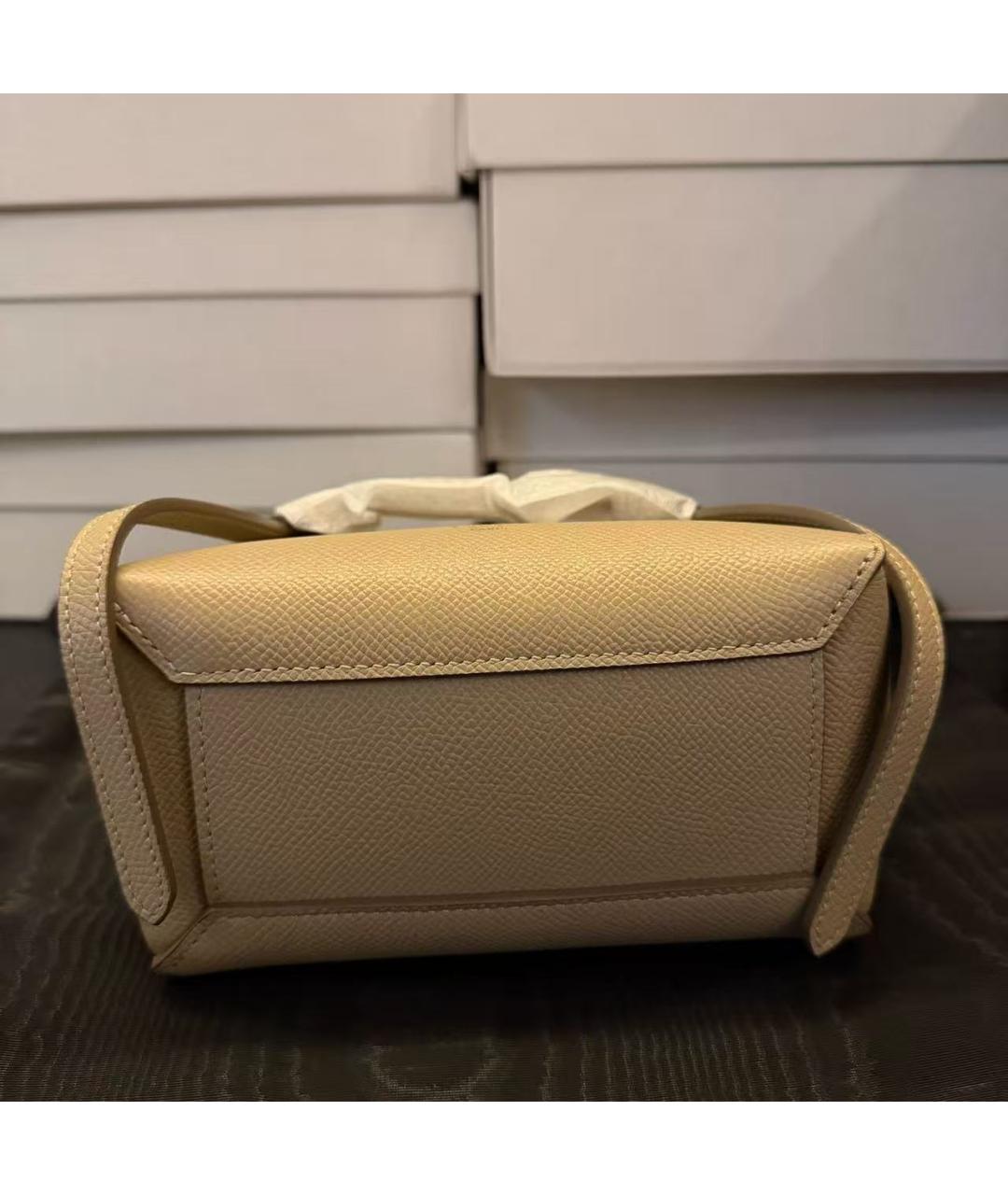 CELINE Бежевая кожаная сумка через плечо, фото 6