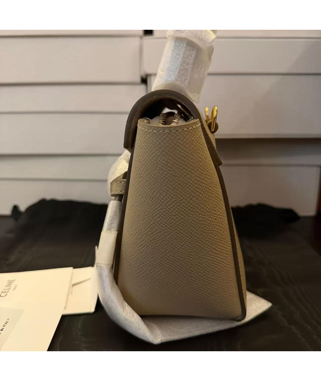 CELINE Бежевая кожаная сумка через плечо, фото 3