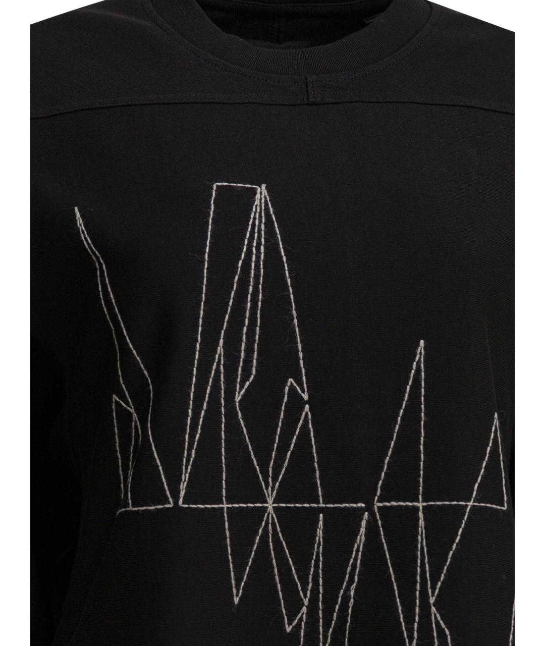 RICK OWENS Черная хлопковая футболка, фото 3