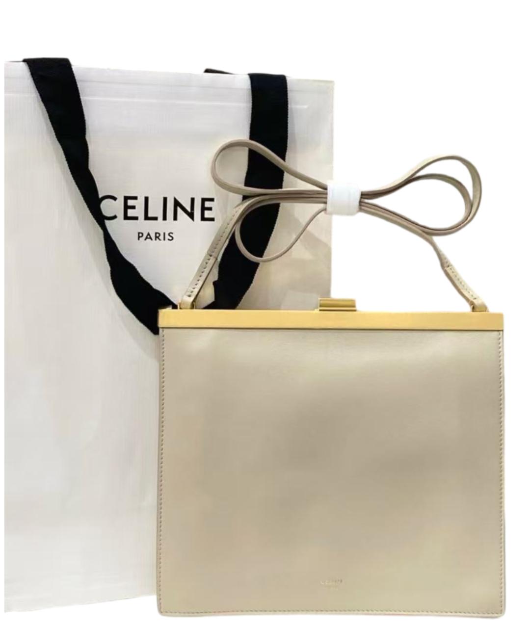 CELINE Бежевая кожаная сумка через плечо, фото 7