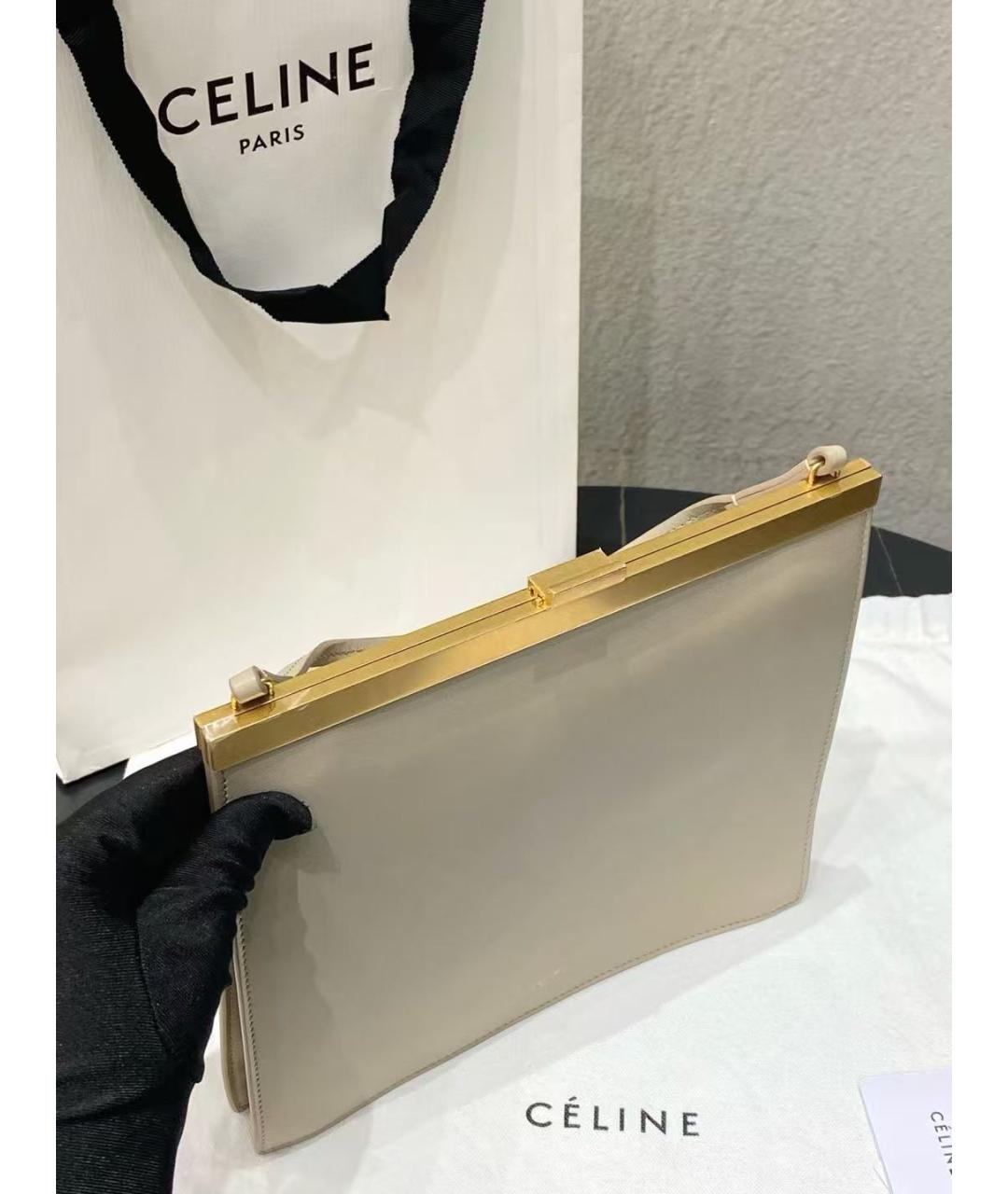 CELINE Бежевая кожаная сумка через плечо, фото 5