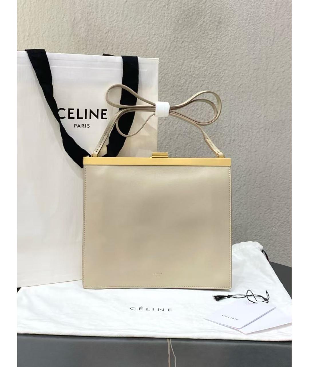 CELINE Бежевая кожаная сумка через плечо, фото 2