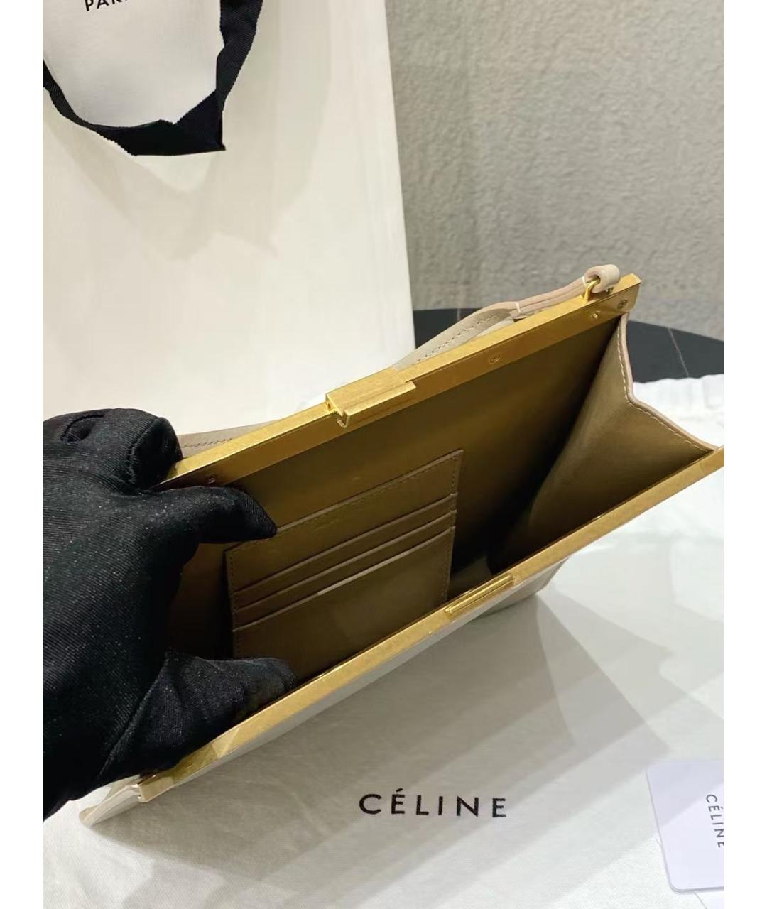 CELINE Бежевая кожаная сумка через плечо, фото 6