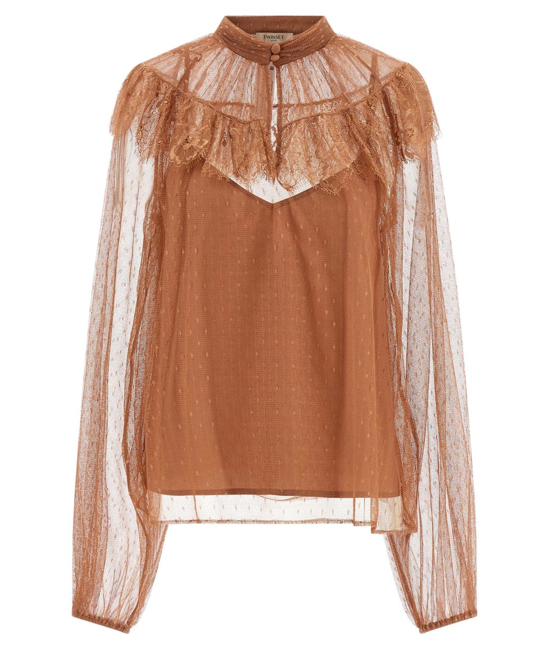 TWIN-SET Коричневая полиэстеровая блузы, фото 1