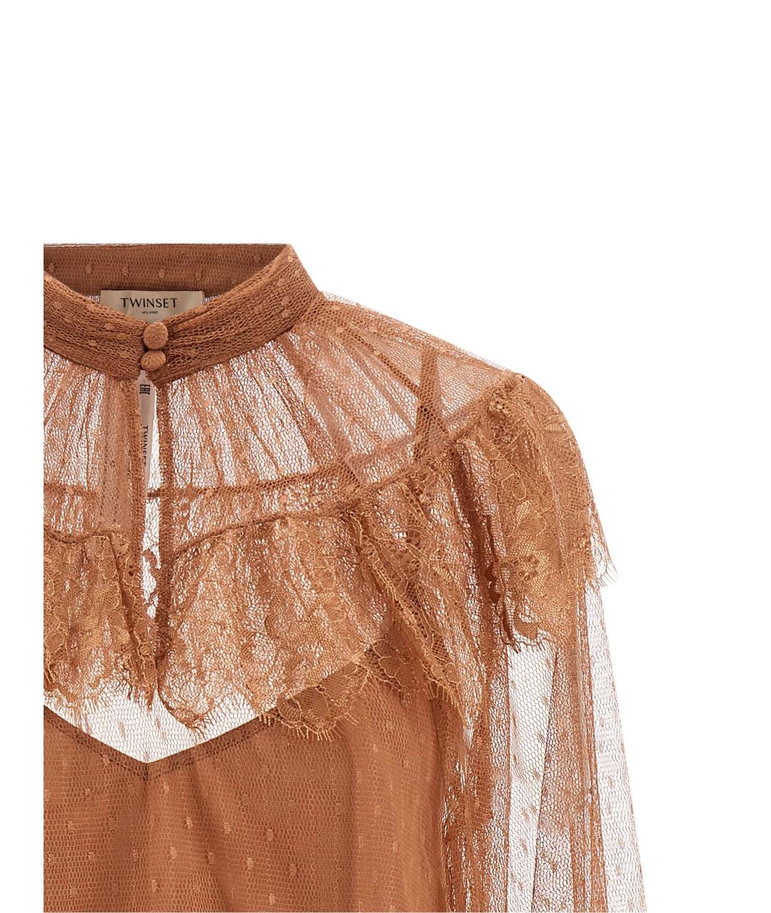 TWIN-SET Коричневая полиэстеровая блузы, фото 3