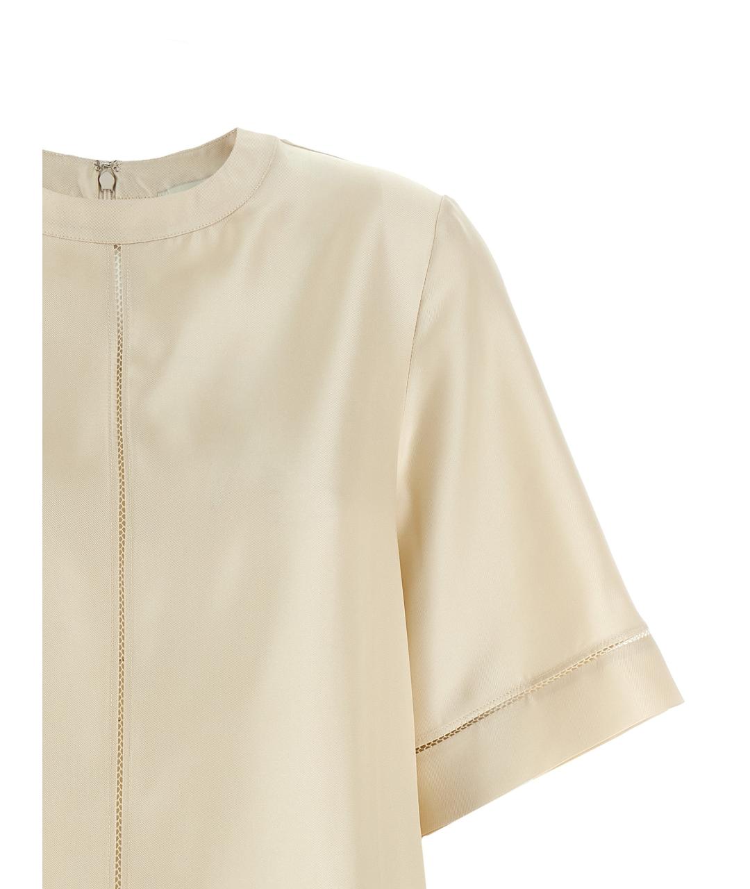 LOULOU STUDIO Бежевая шелковая футболка, фото 3