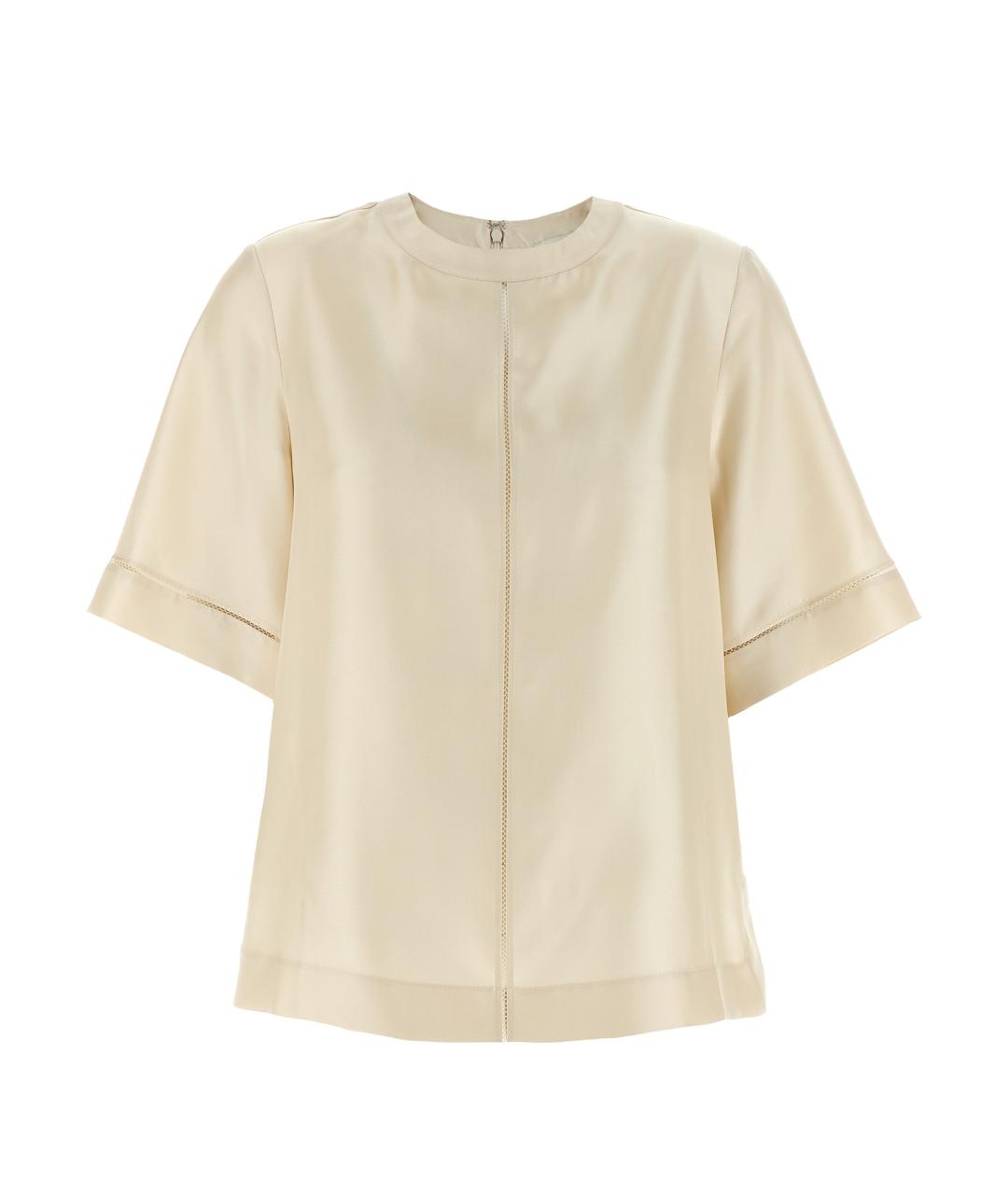 LOULOU STUDIO Бежевая шелковая футболка, фото 1