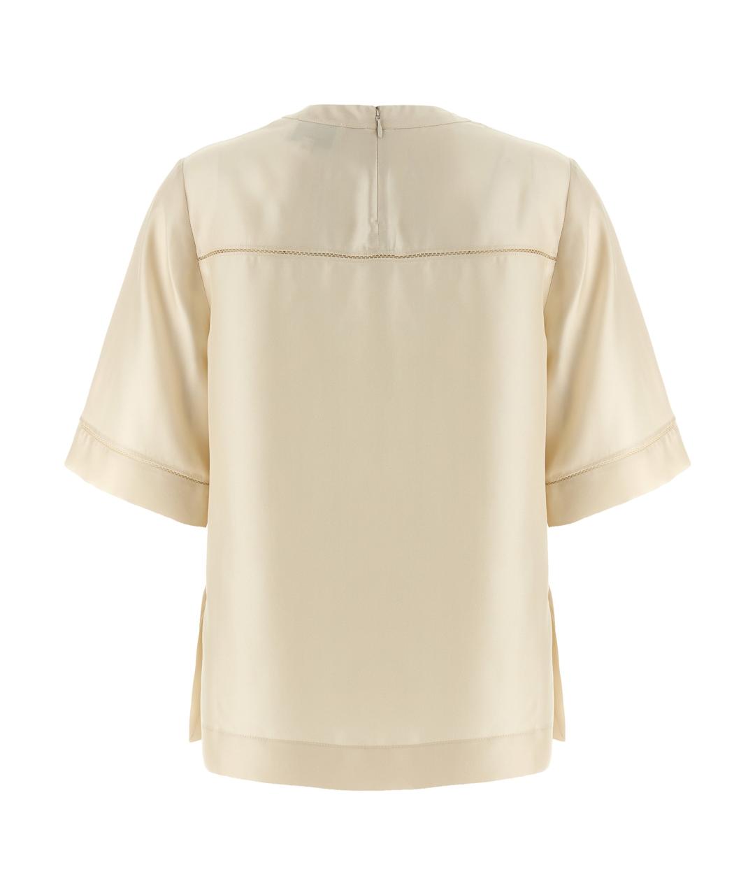 LOULOU STUDIO Бежевая шелковая футболка, фото 2