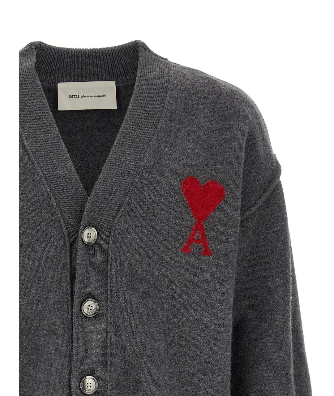 Ami Paris Серый шерстяной кардиган, фото 3