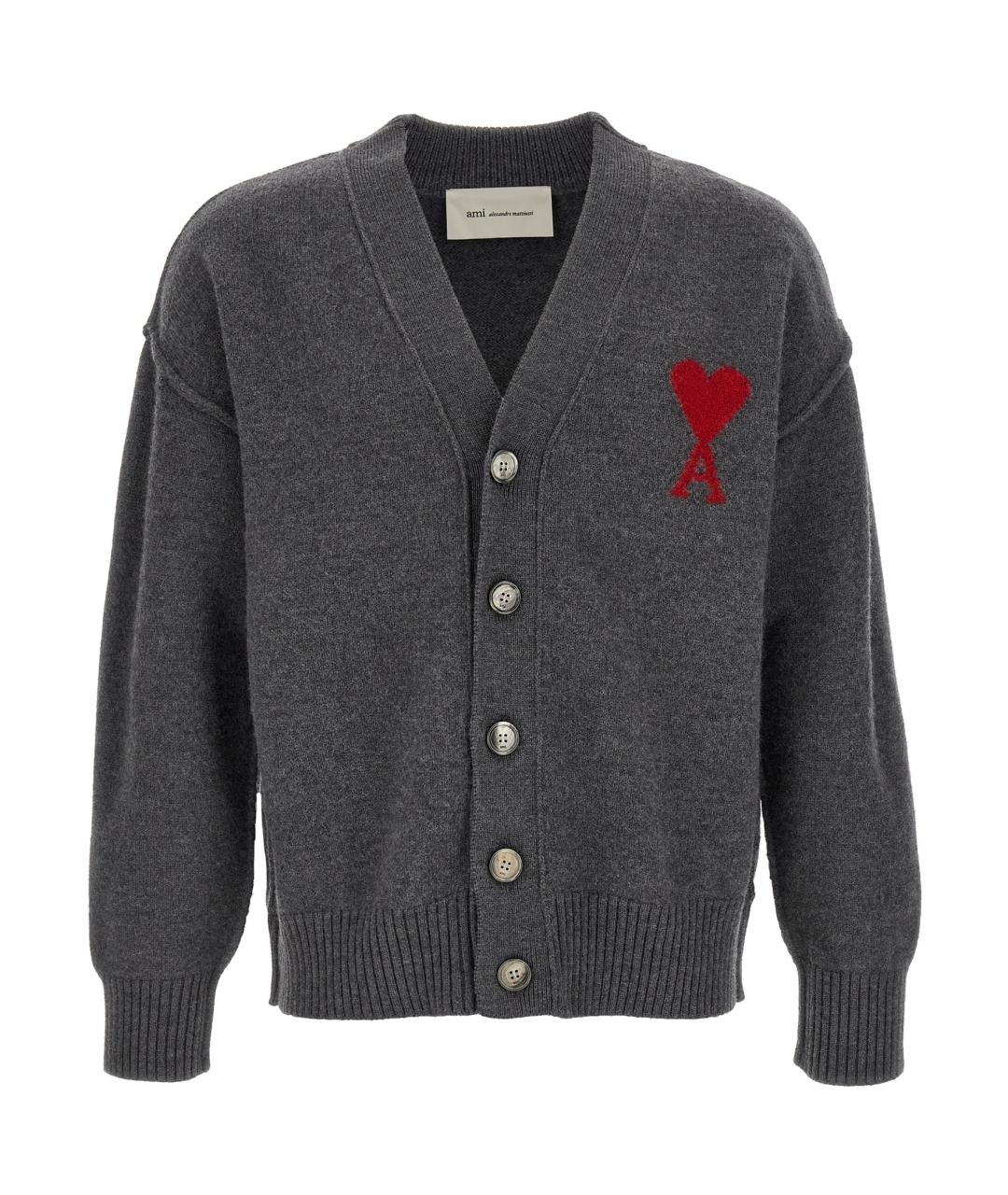Ami Paris Серый шерстяной кардиган, фото 1
