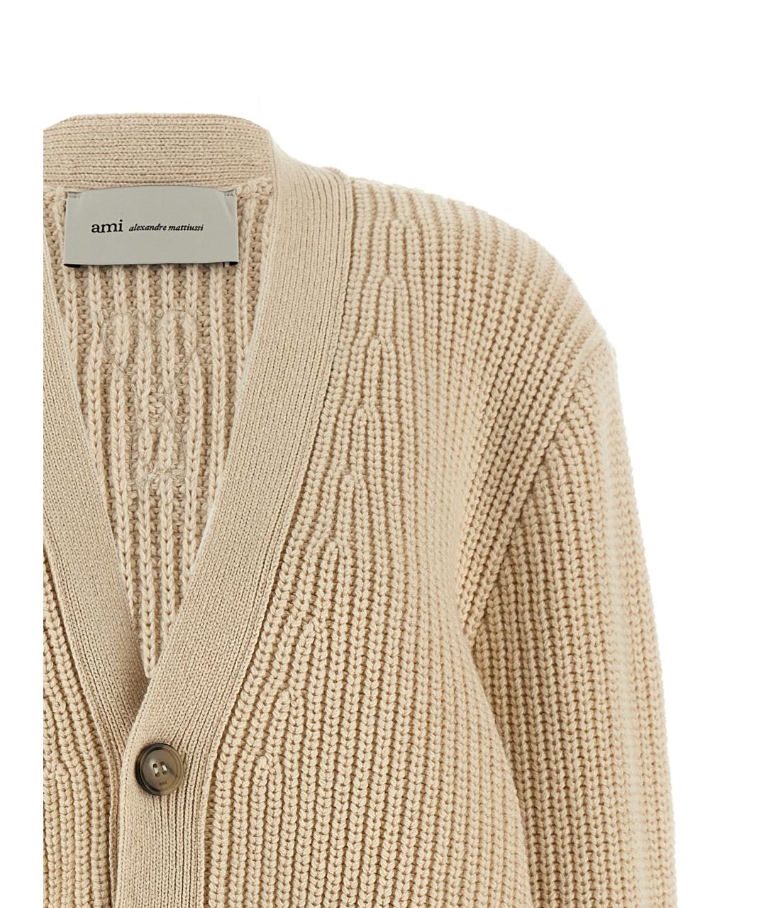Ami Paris Бежевый шерстяной кардиган, фото 3