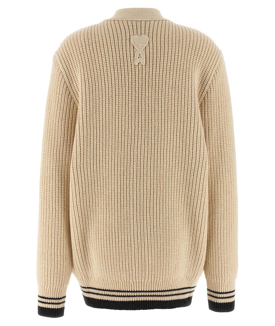 Ami Paris Бежевый шерстяной кардиган, фото 2