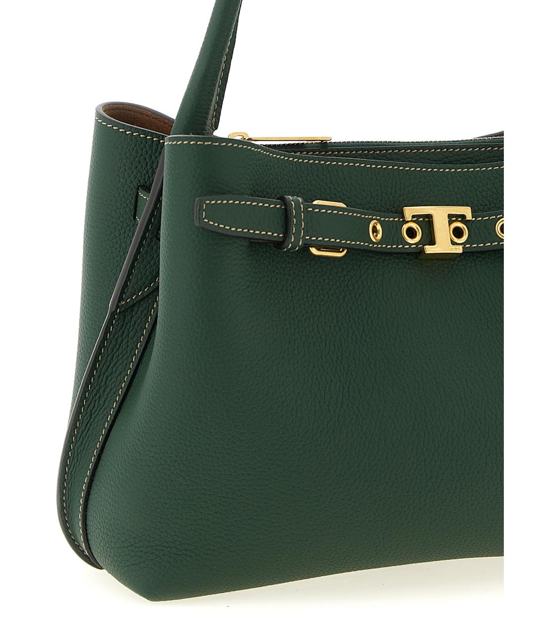 TOD'S Зеленая кожаная сумка тоут, фото 3