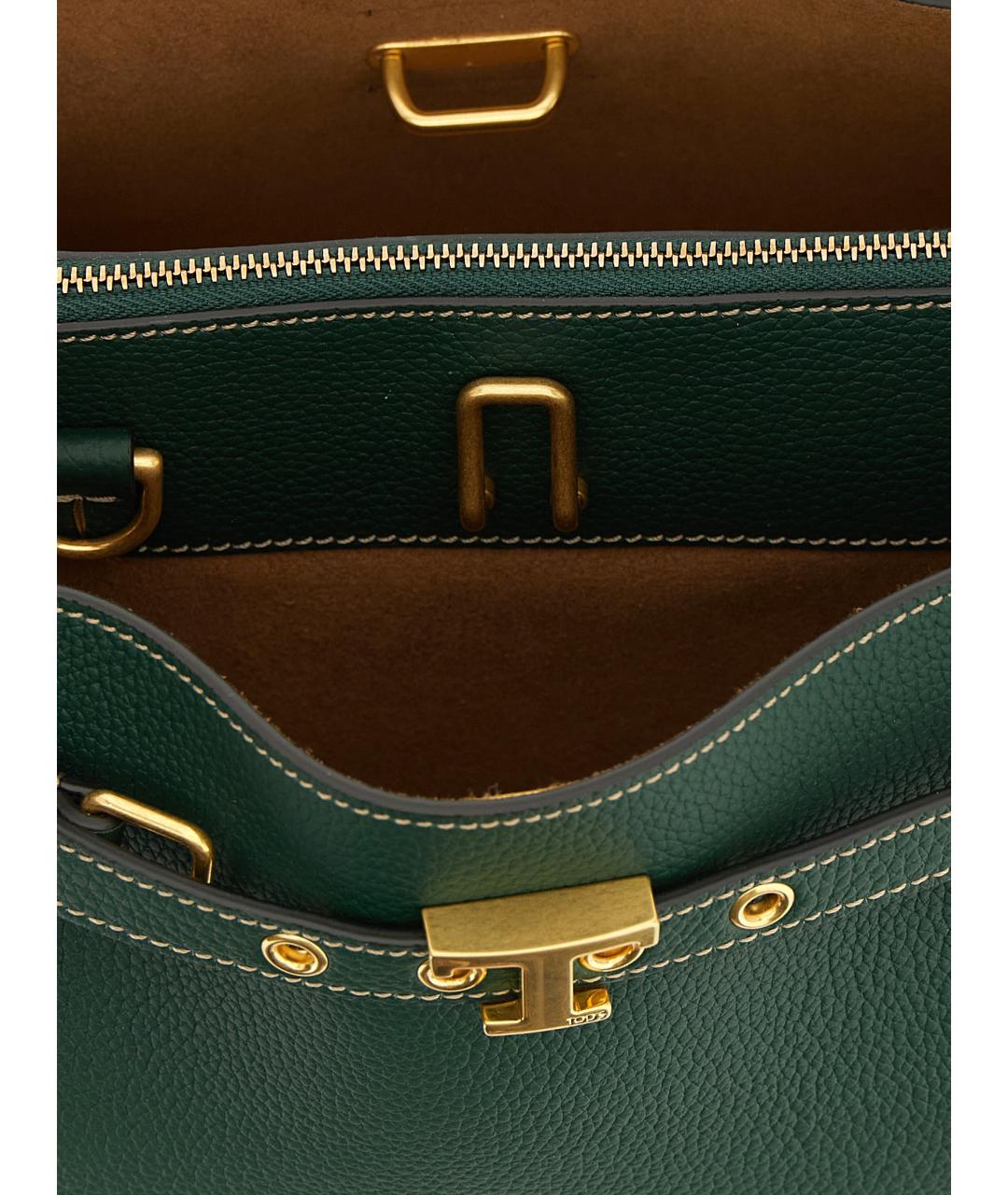 TOD'S Зеленая кожаная сумка тоут, фото 4