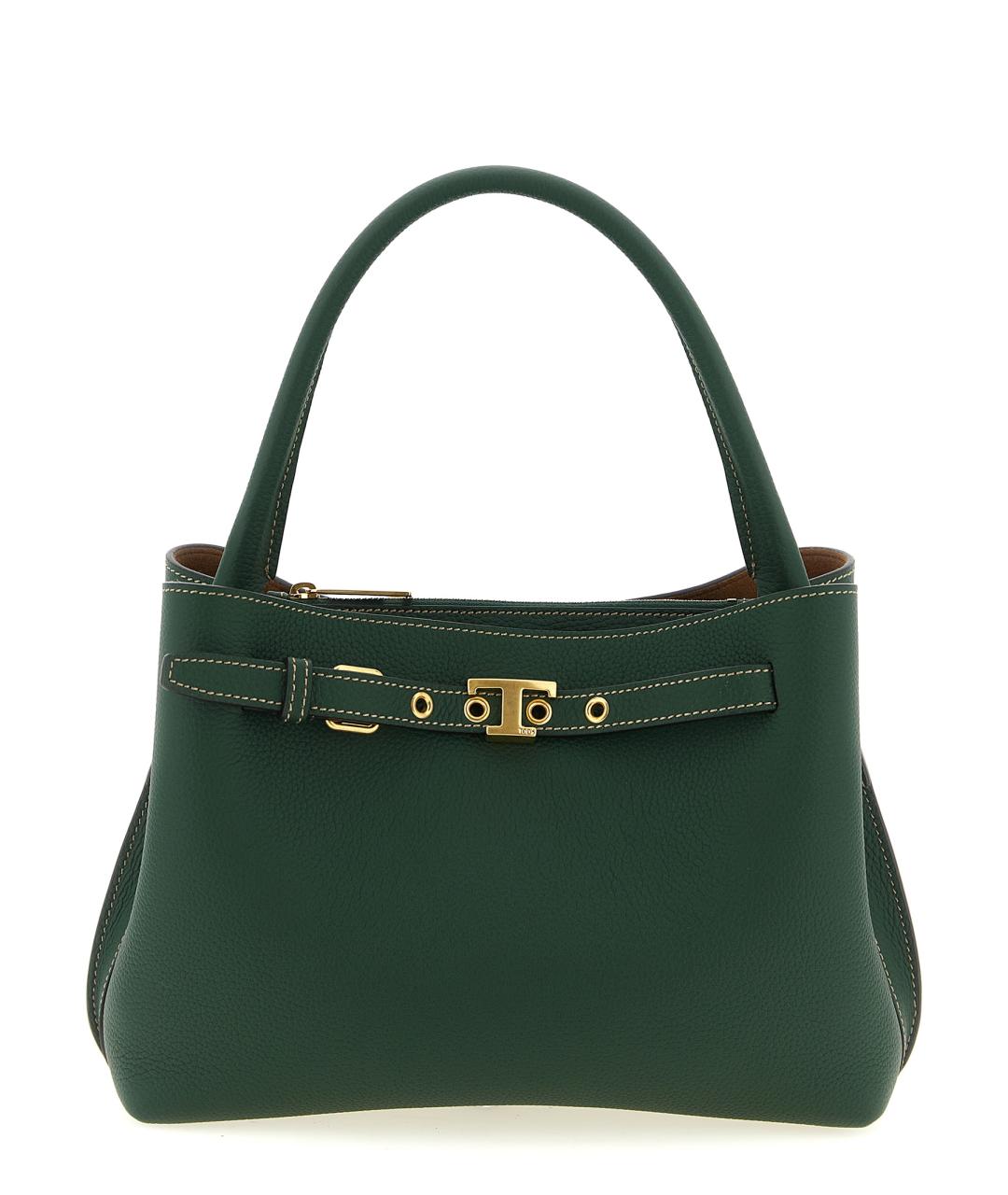 TOD'S Зеленая кожаная сумка тоут, фото 1