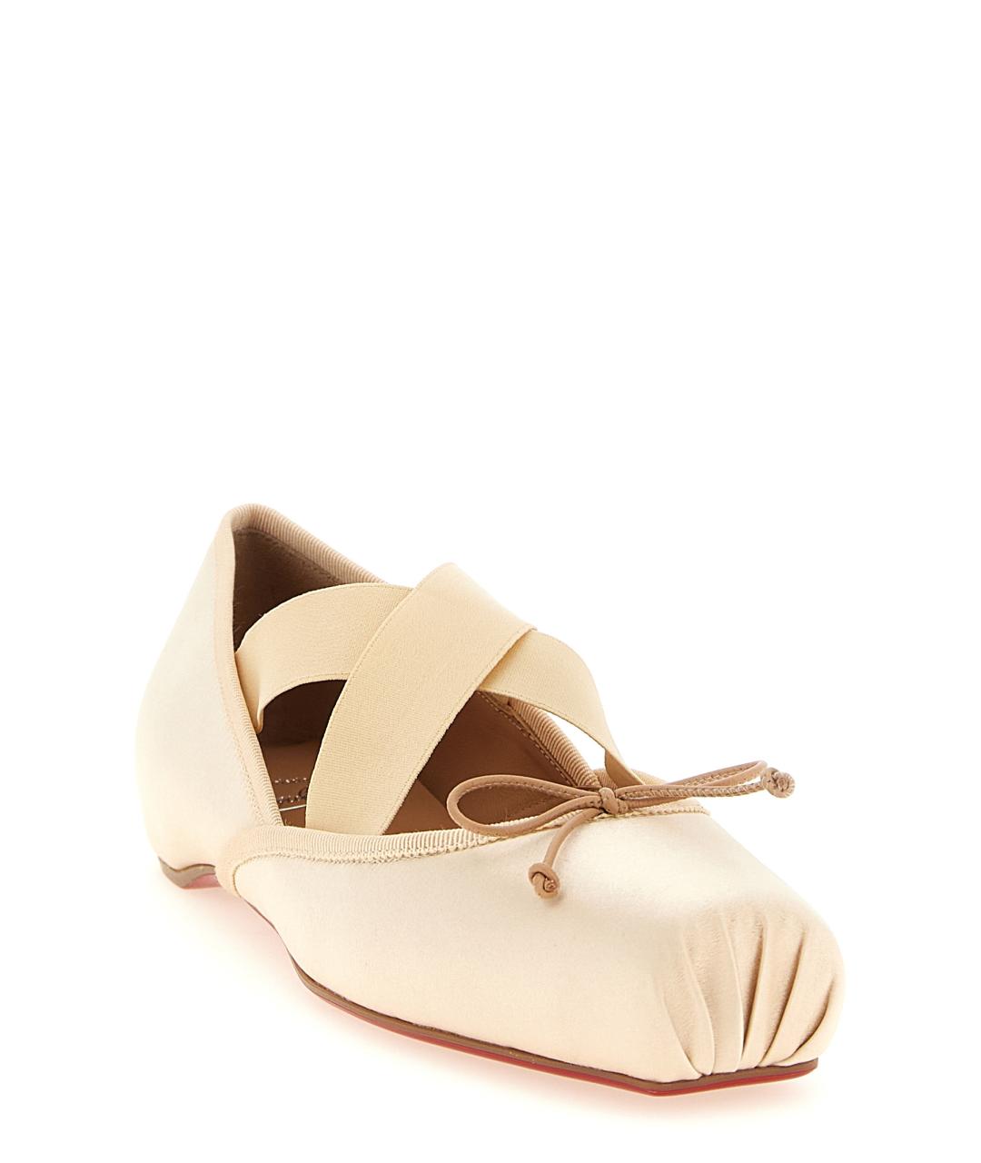 CHRISTIAN LOUBOUTIN Розовые текстильные балетки, фото 2