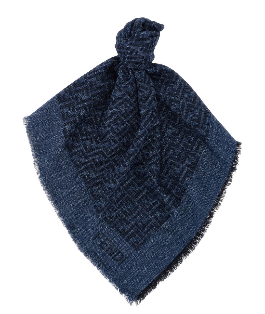 FENDI Синий хлопковый шарф, фото 1
