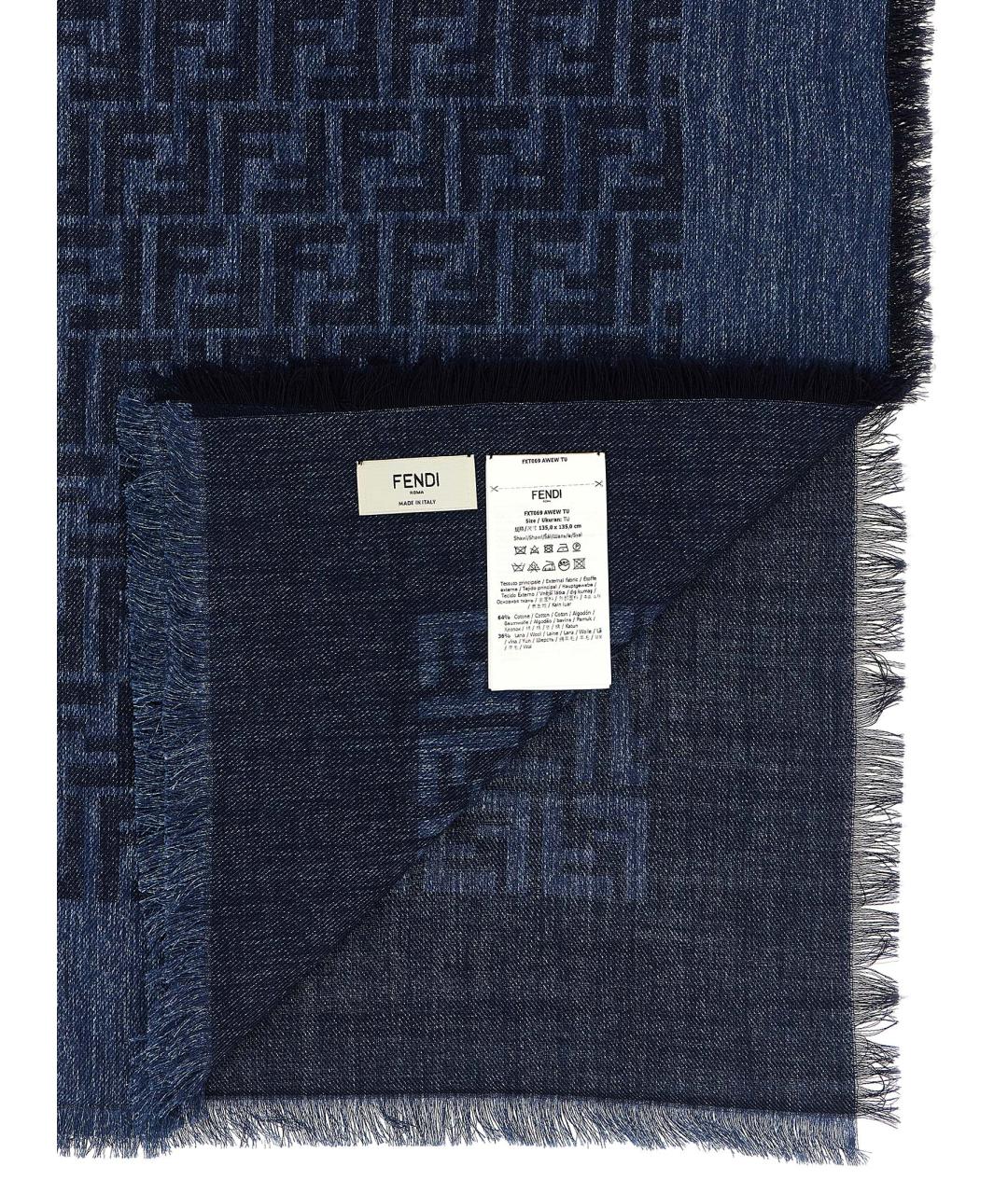 FENDI Синий хлопковый шарф, фото 3