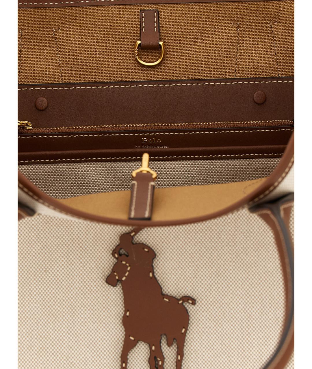 POLO RALPH LAUREN Коричневая хлопковая сумка тоут, фото 4
