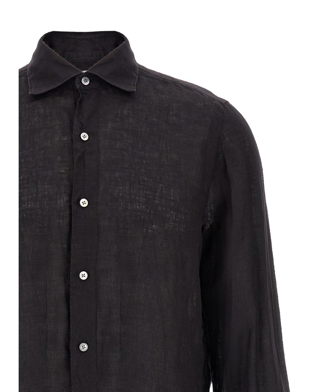FINAMORE Черная льняная кэжуал рубашка, фото 3