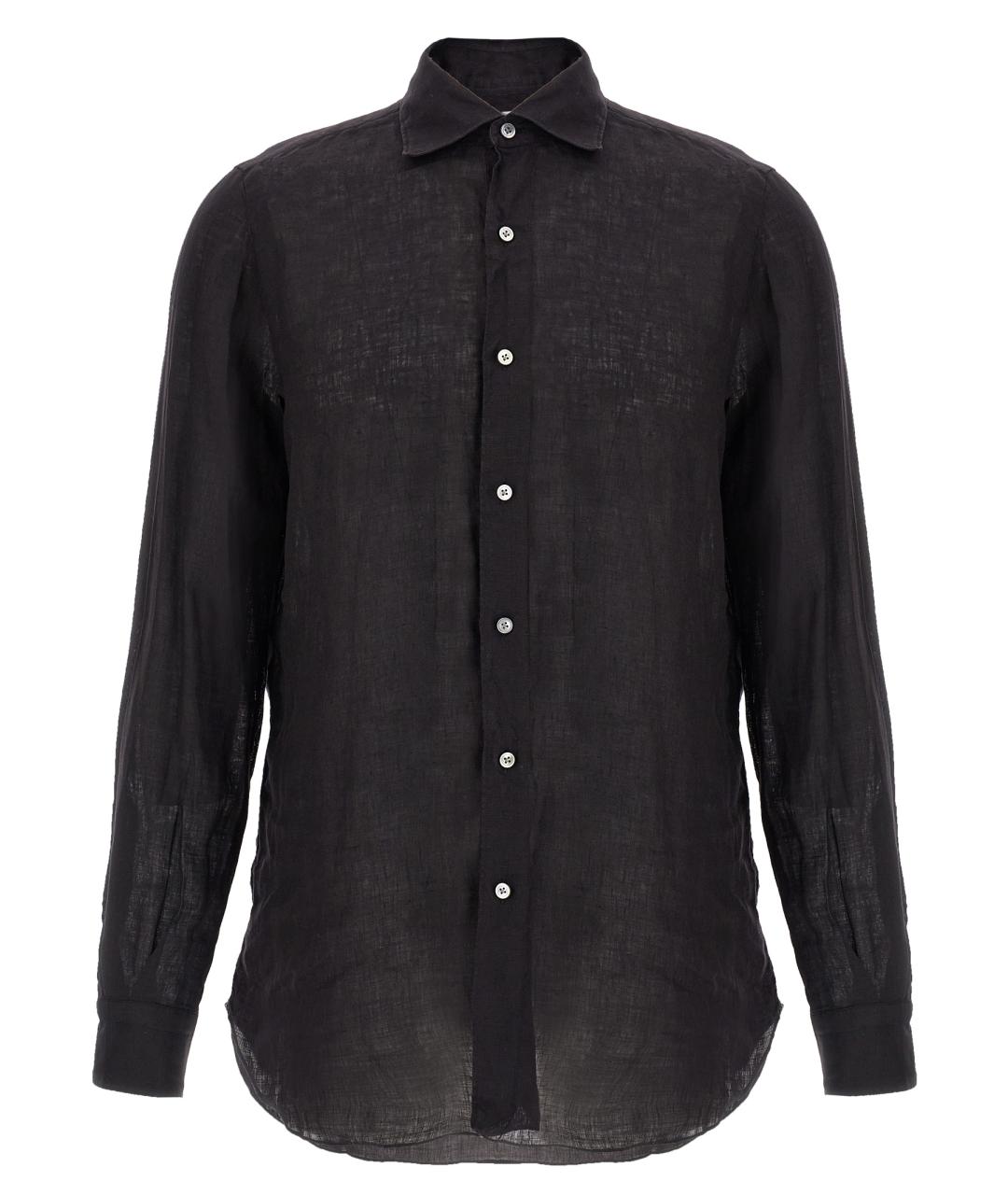 FINAMORE Черная льняная кэжуал рубашка, фото 1