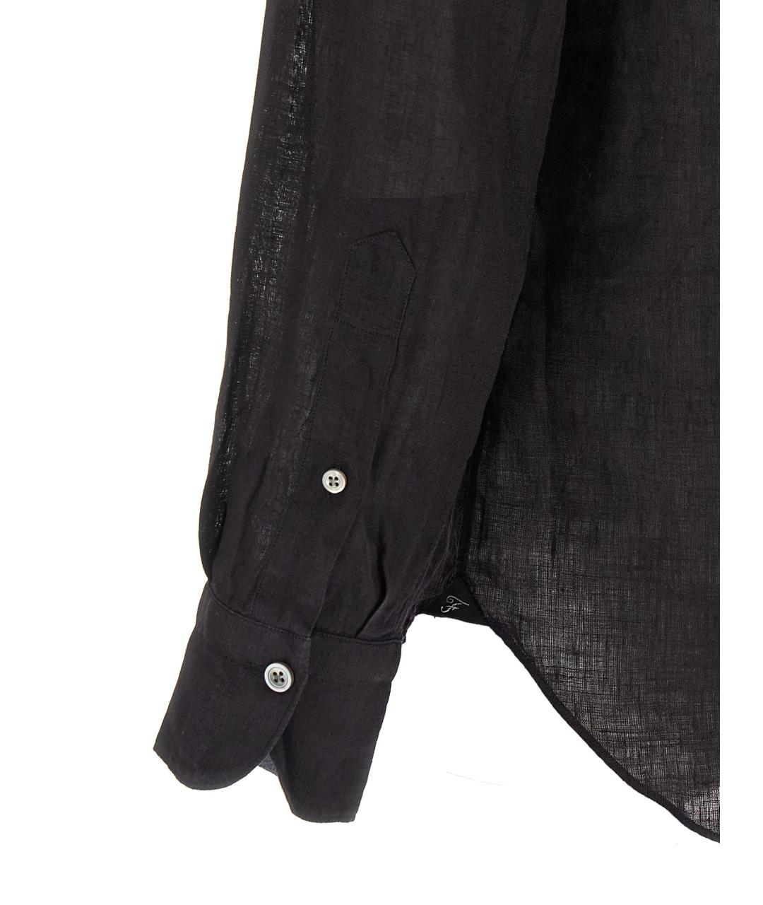 FINAMORE Черная льняная кэжуал рубашка, фото 4