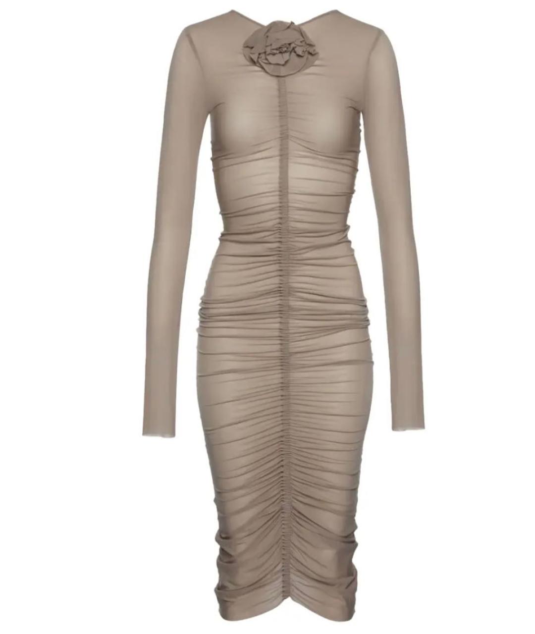 MAGDA BUTRYM Бежевое вискозное коктейльное платье, фото 5