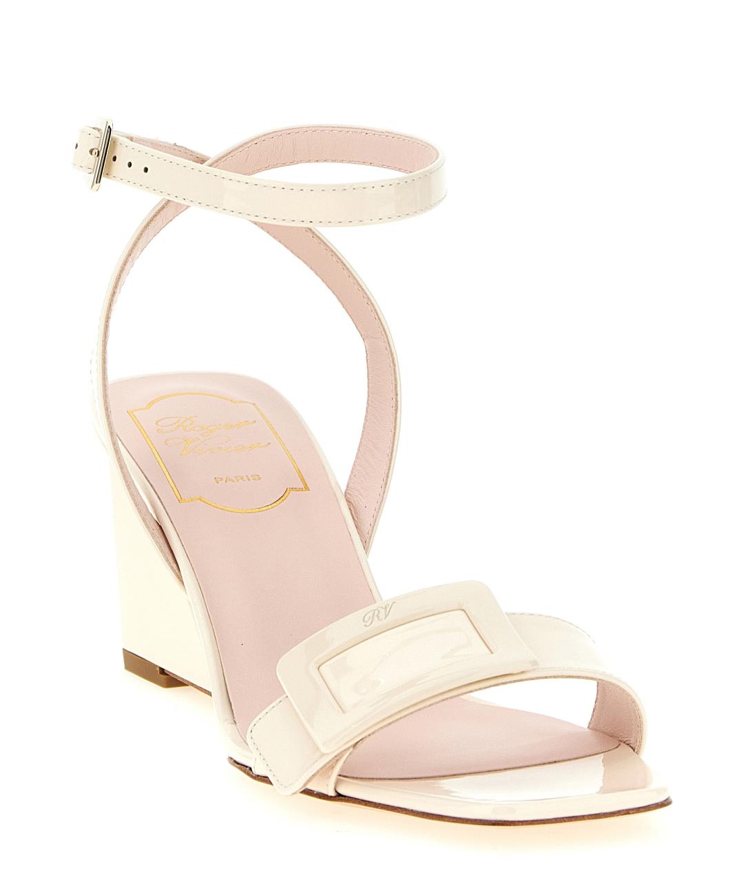 ROGER VIVIER Белые кожаные босоножки, фото 2