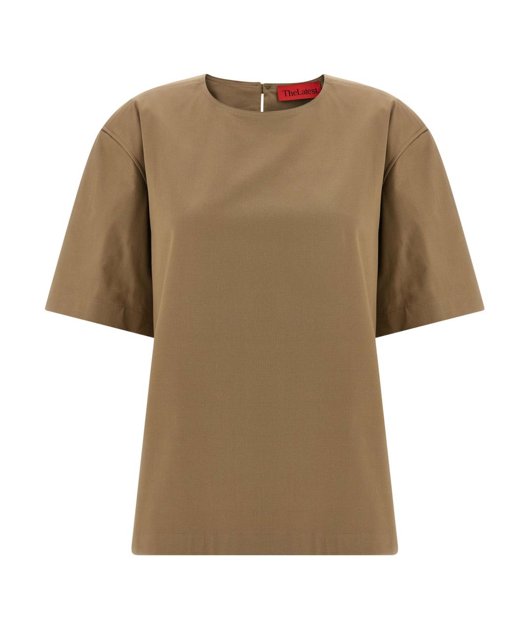 THELATEST Коричневая хлопковая футболка, фото 1
