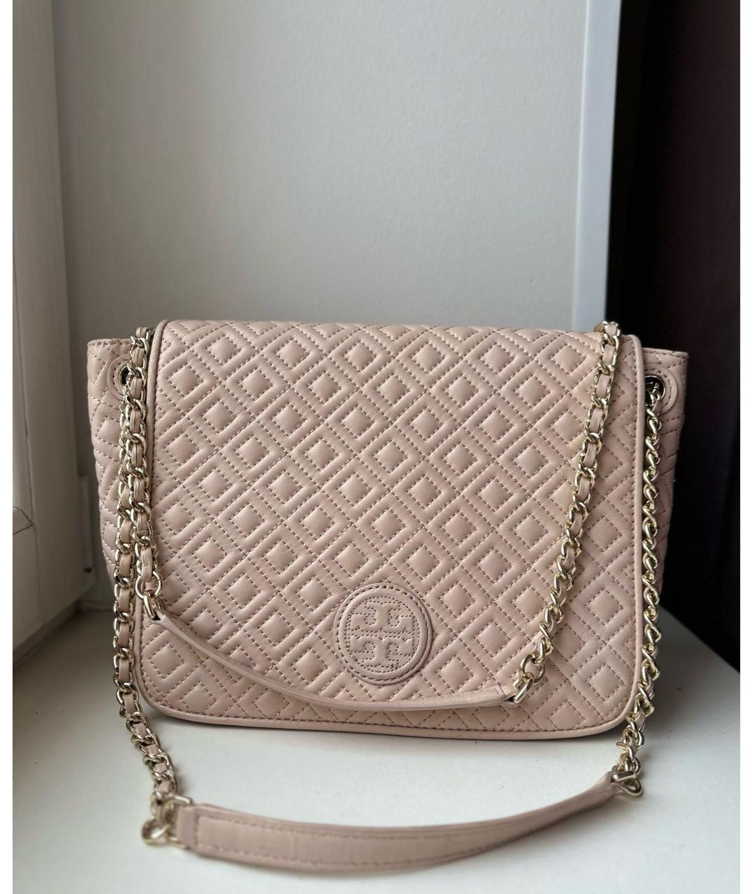 TORY BURCH Бежевая кожаная сумка через плечо, фото 9