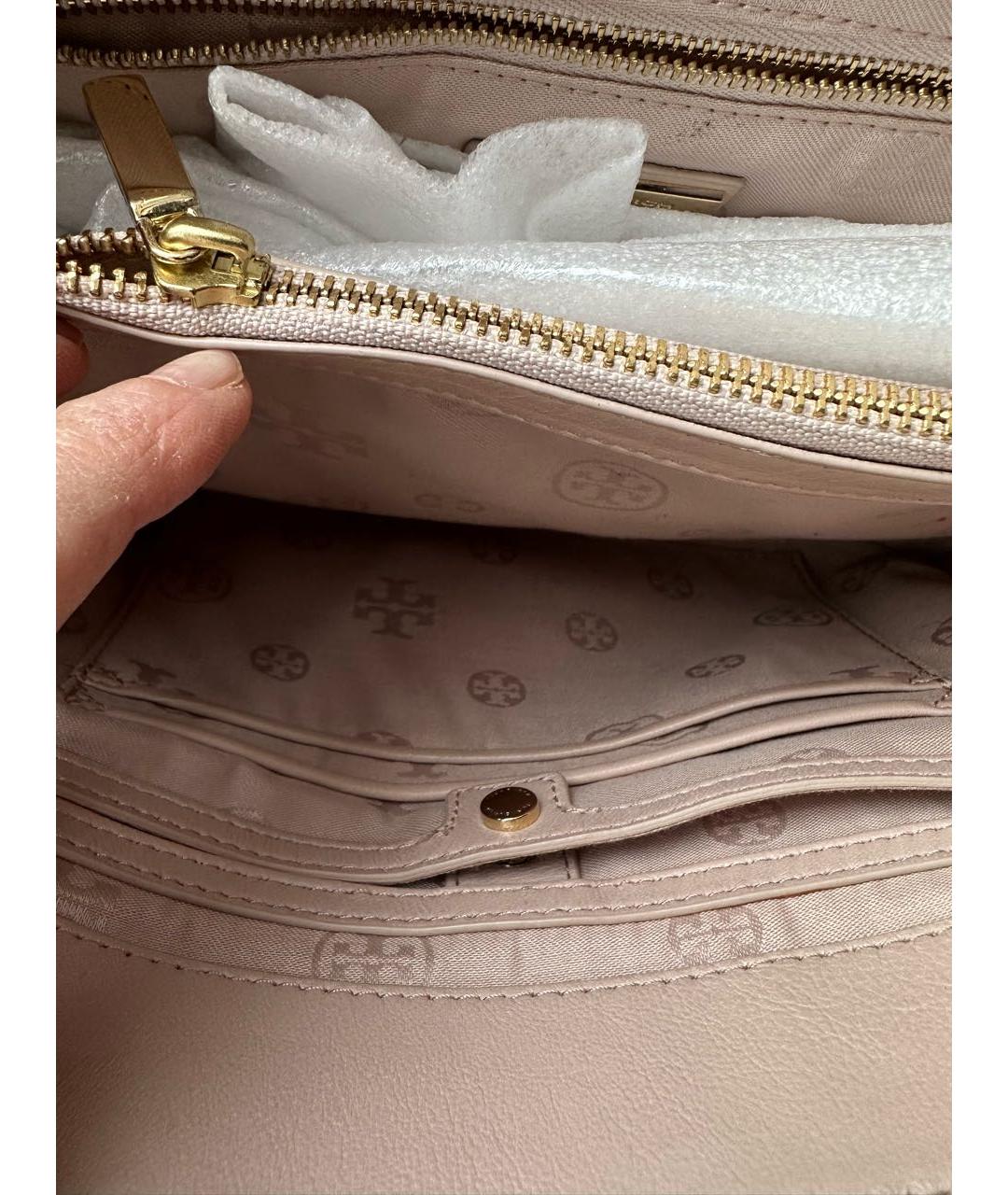 TORY BURCH Бежевая кожаная сумка через плечо, фото 6