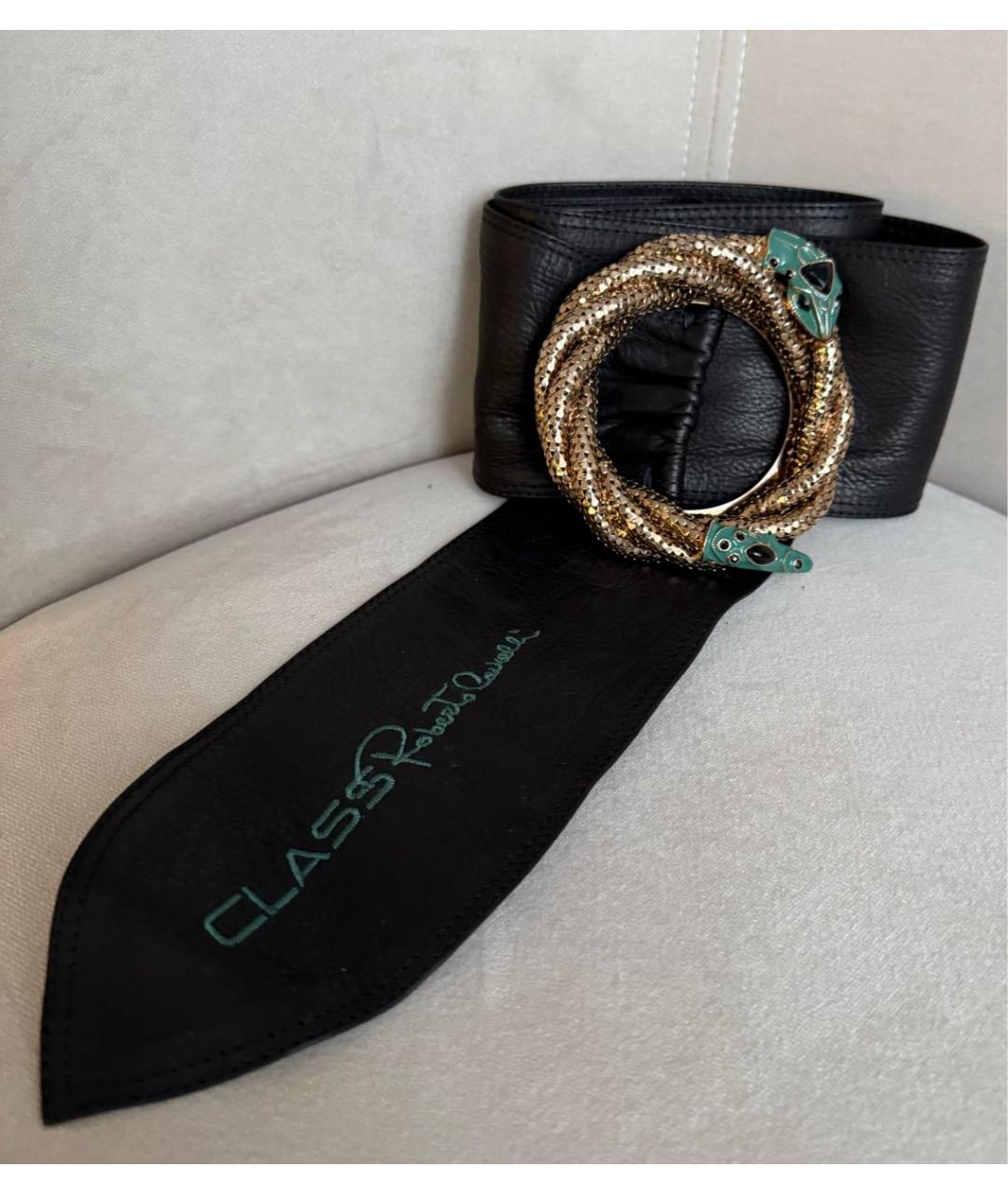 CAVALLI CLASS Черный кожаный ремень, фото 8