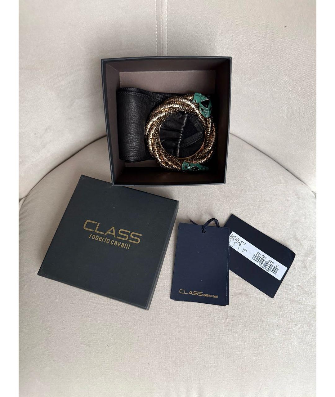 CAVALLI CLASS Черный кожаный ремень, фото 4