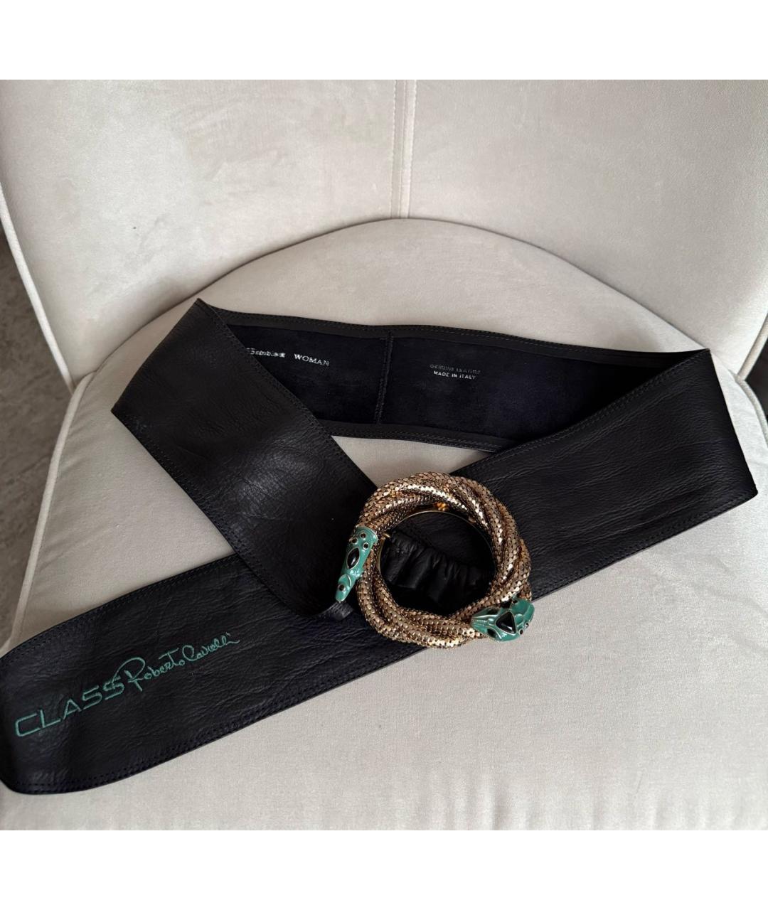 CAVALLI CLASS Черный кожаный ремень, фото 5