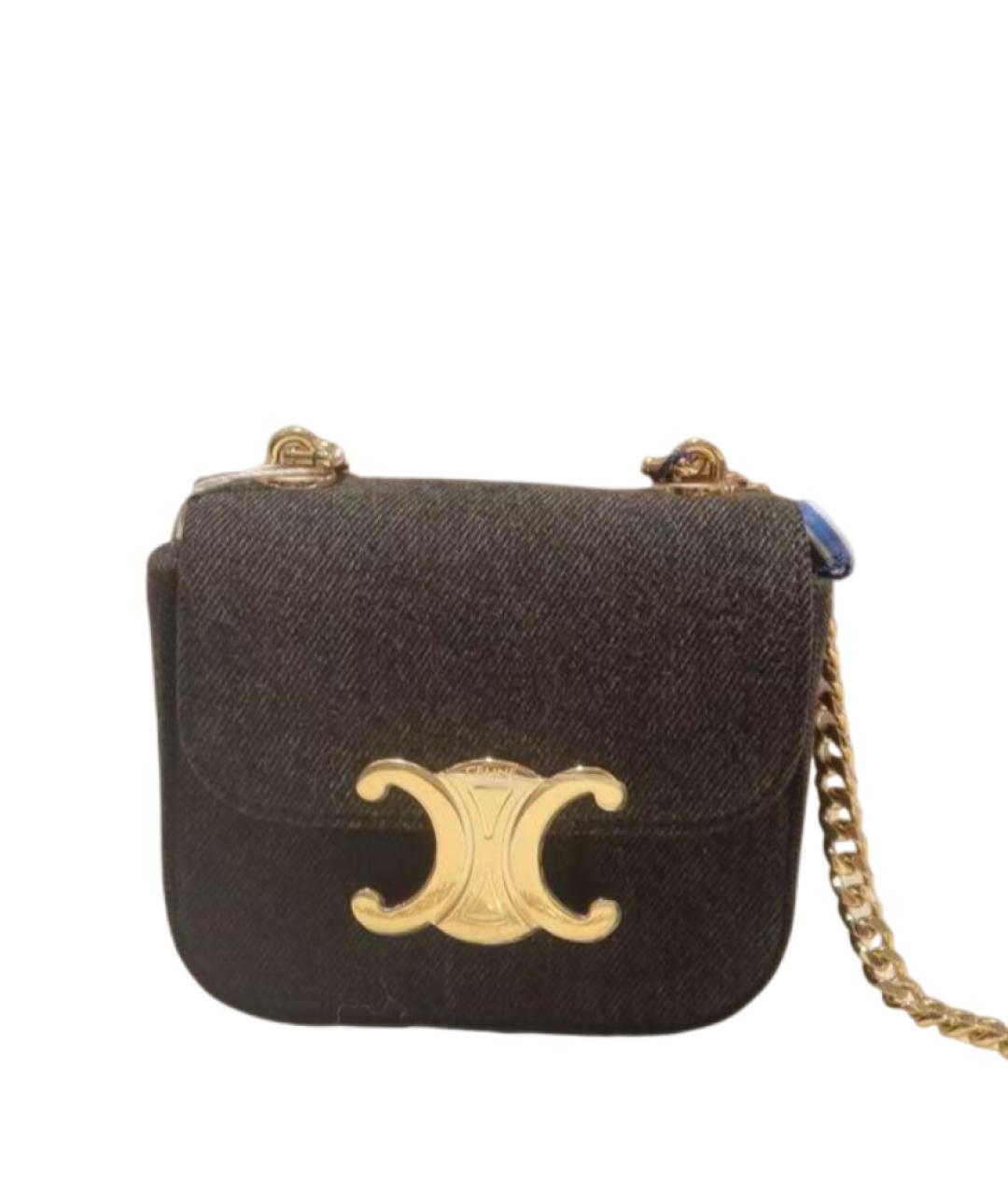 CELINE Черная деним сумка через плечо, фото 8