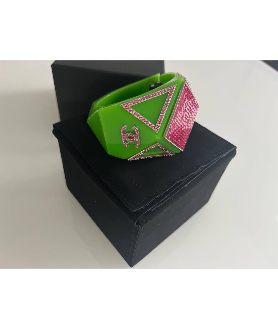 CHANEL Зеленый пластиковый браслет, фото 3