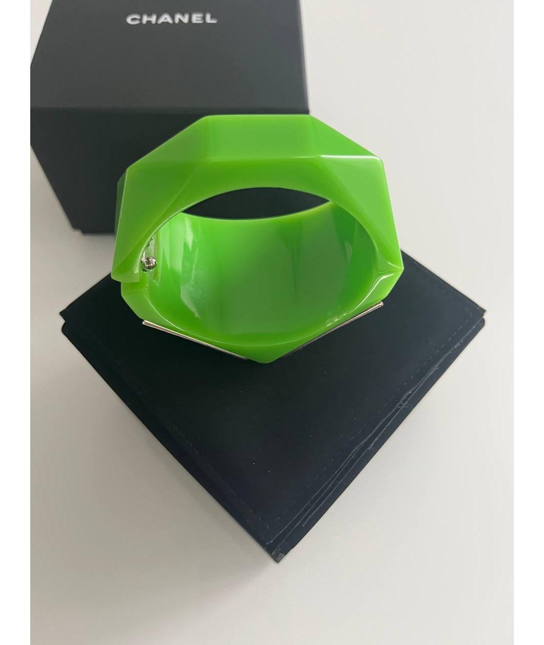 CHANEL Зеленый пластиковый браслет, фото 7