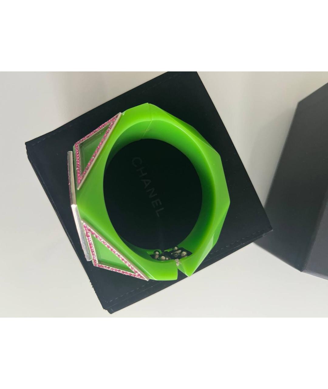 CHANEL Зеленый пластиковый браслет, фото 6