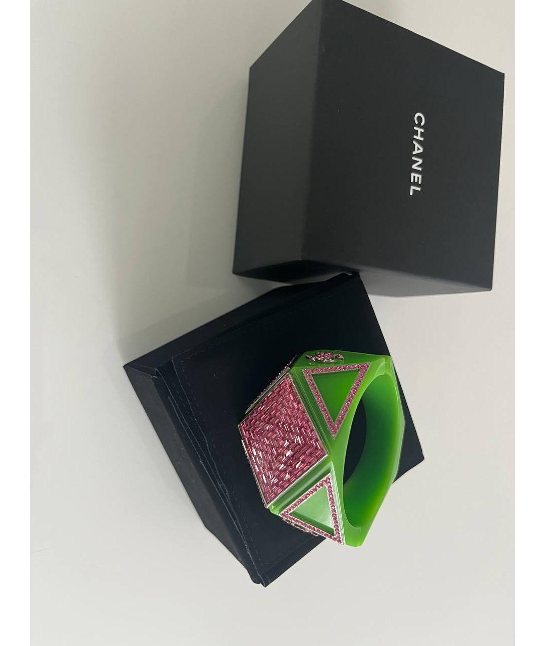 CHANEL Зеленый пластиковый браслет, фото 2