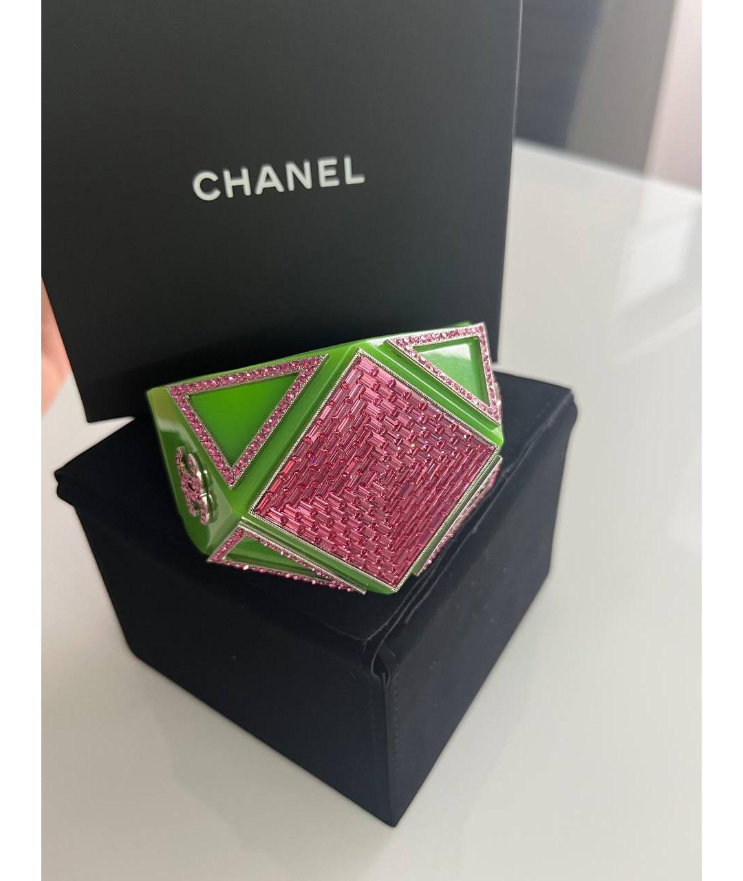 CHANEL Зеленый пластиковый браслет, фото 8