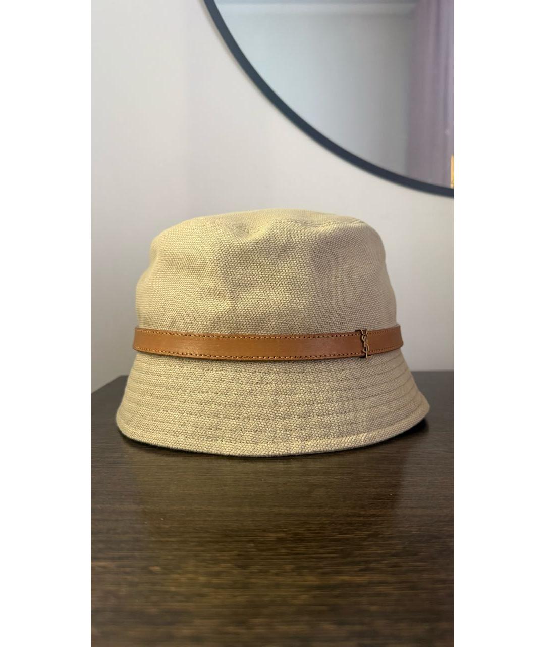 SAINT LAURENT Бежевая хлопковая шляпа, фото 2